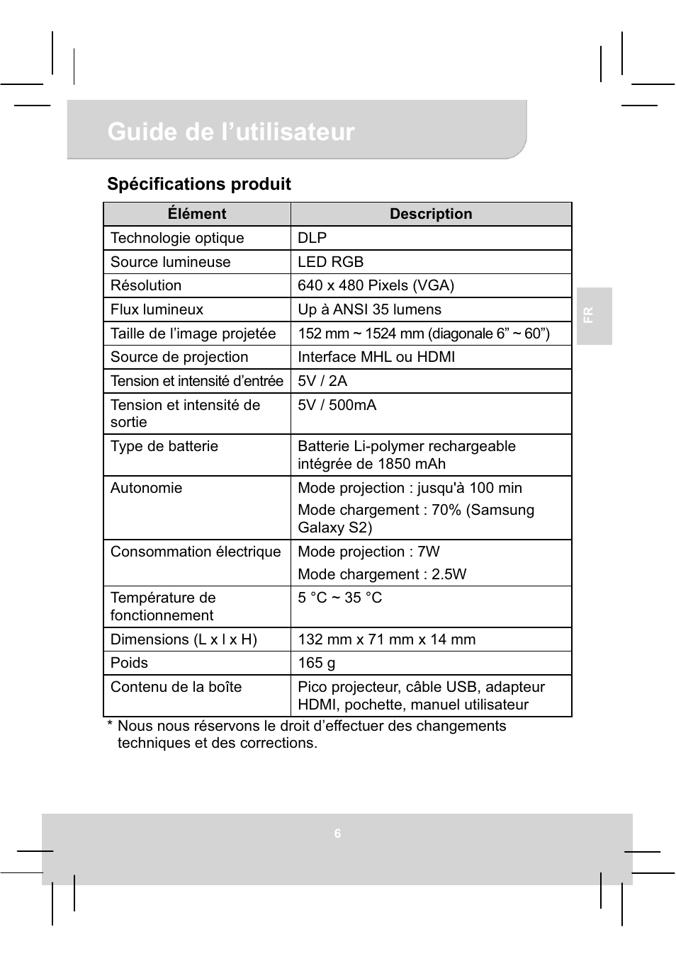 Guide de l’utilisateur | AIPTEK MobileCinema A50P User Manual | Page 28 / 102