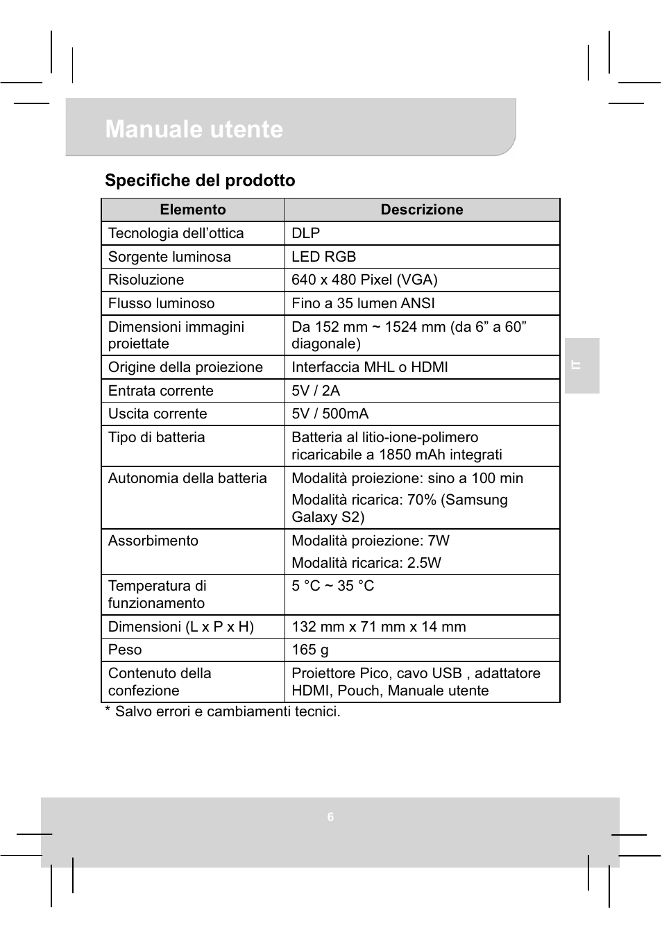 Manuale utente | AIPTEK MobileCinema A50P User Manual | Page 36 / 102