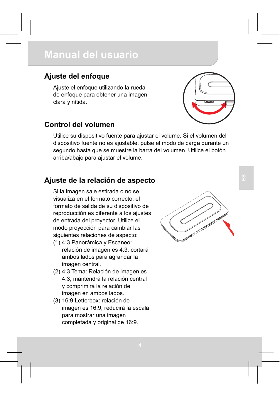 Manual del usuario | AIPTEK MobileCinema A50P User Manual | Page 42 / 102