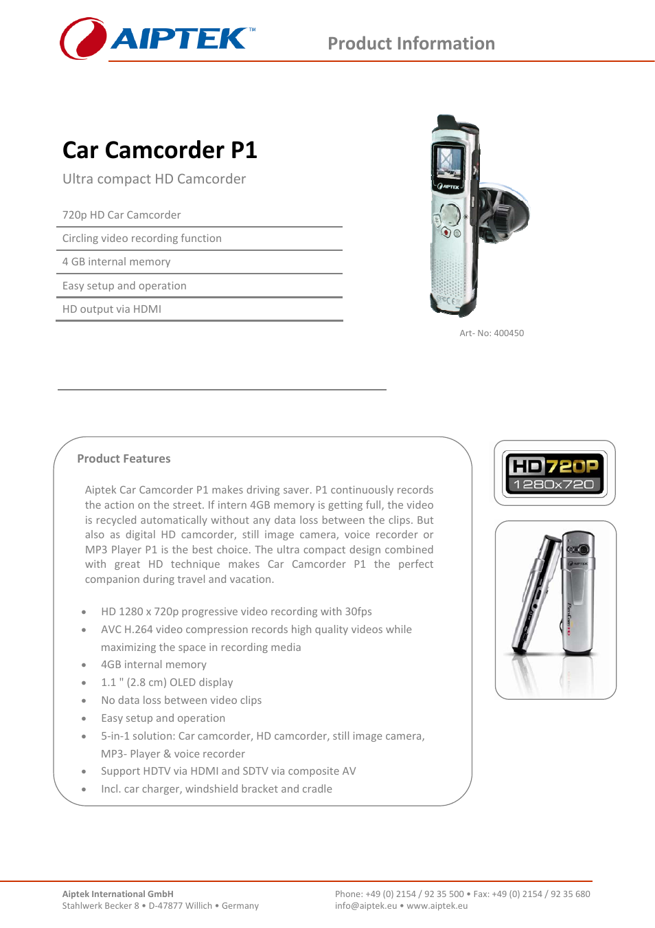 AIPTEK P1 User Manual | 2 pages