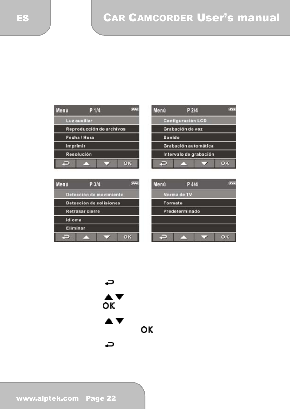 4 ajustar las configuraciones, 1 usar el menú, User’s manual | AIPTEK X-mini User Manual | Page 131 / 192