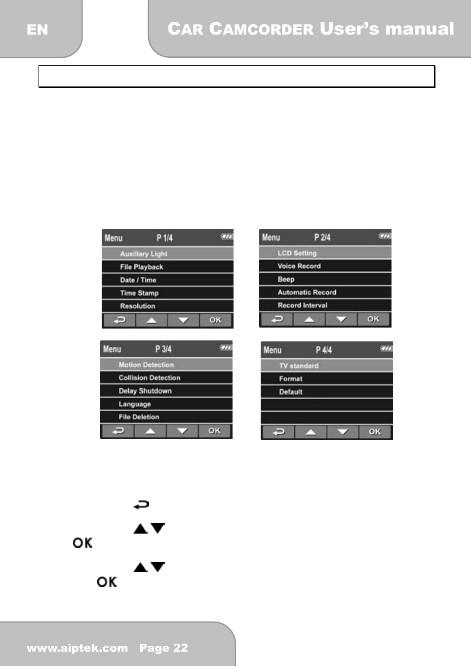 Adjusting the settings, 1 using the menu, User’s manual | AIPTEK X-mini User Manual | Page 21 / 192
