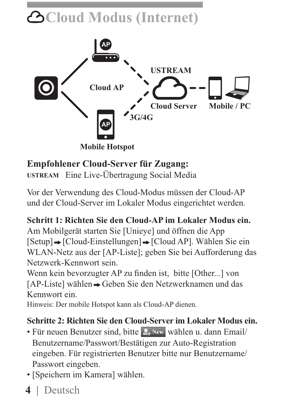 Cloud modus (internet), 4 | deutsch | AIPTEK Mobile Eyes HD User Manual | Page 14 / 45