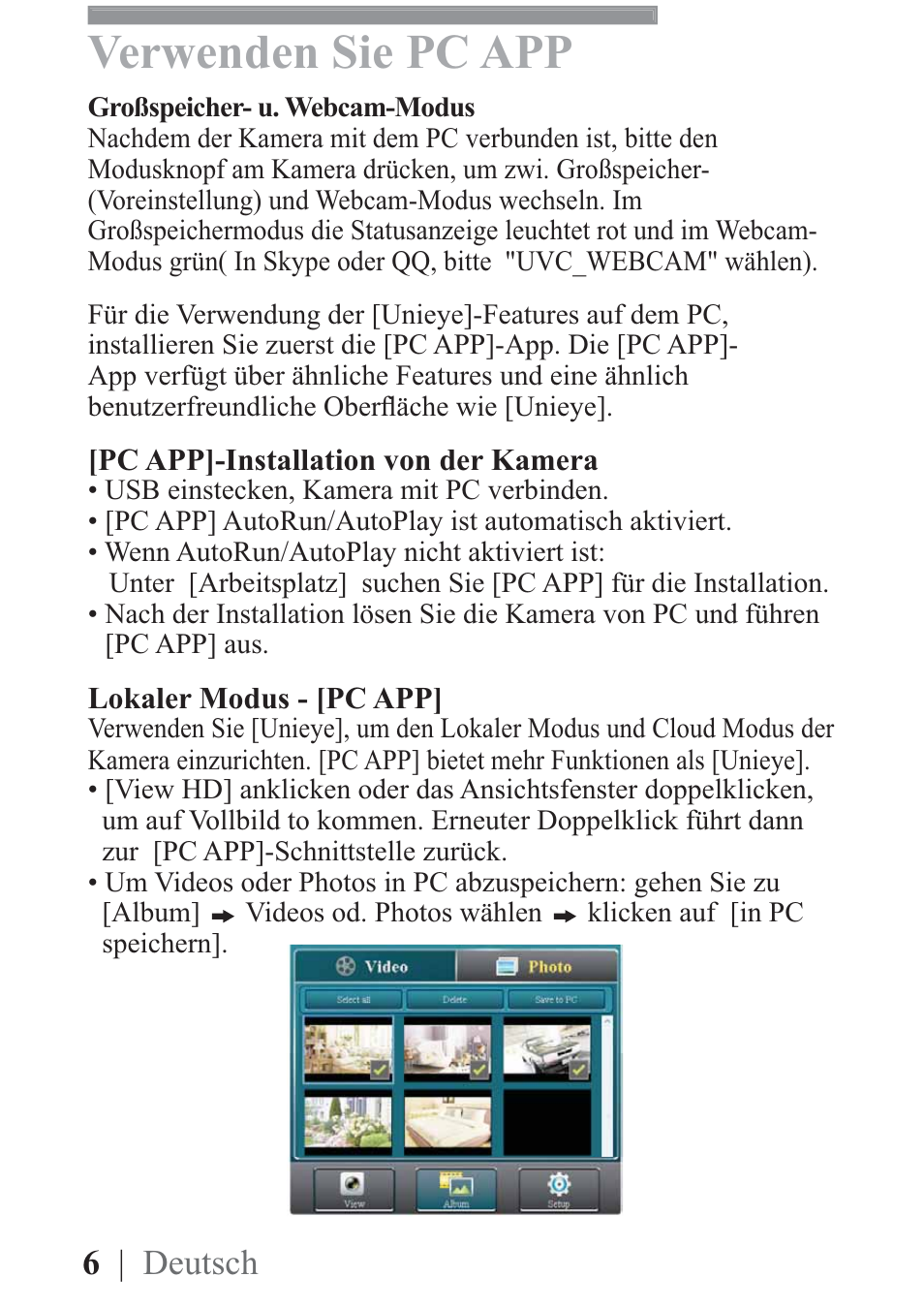 Verwenden sie pc app, 6 | deutsch | AIPTEK Mobile Eyes HD User Manual | Page 16 / 45