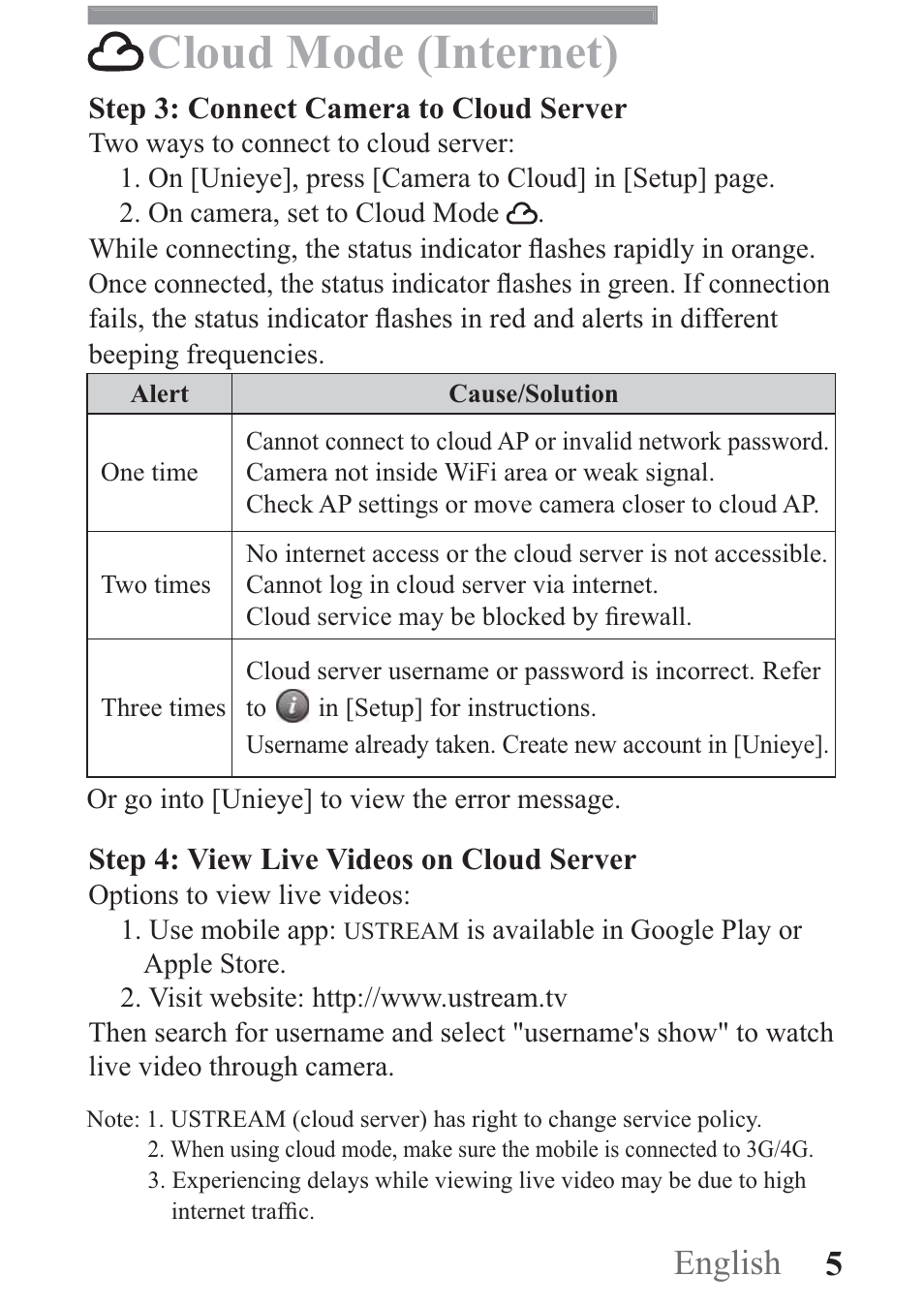 Cloud mode (internet), 5 english | AIPTEK Mobile Eyes HD User Manual | Page 6 / 45