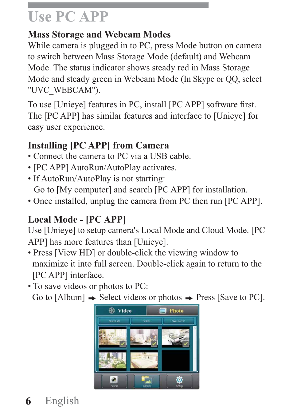 Use pc app, 6| english | AIPTEK Mobile Eyes HD User Manual | Page 7 / 45