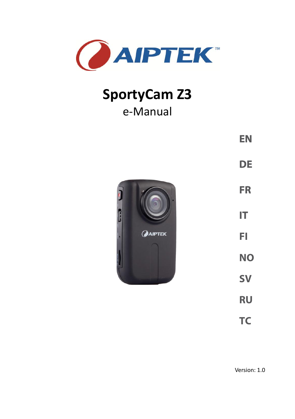 AIPTEK SportyCam Z3 Quick Start Guide User Manual | 114 pages