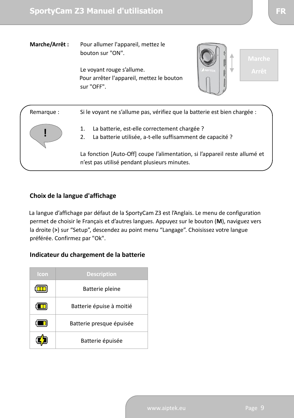 AIPTEK SportyCam Z3 Quick Start Guide User Manual | Page 43 / 114