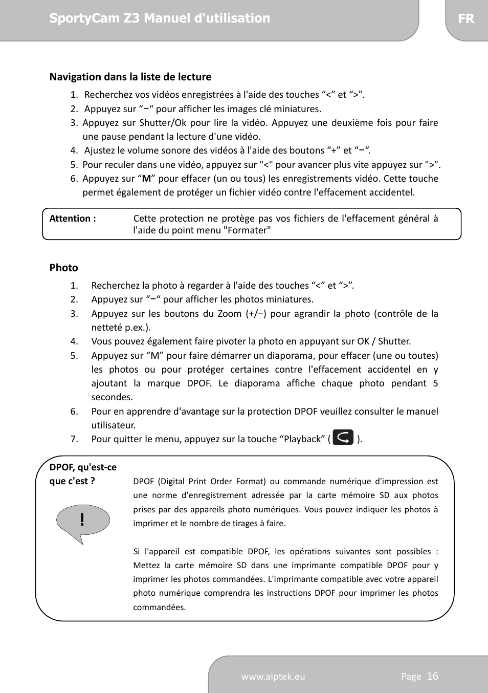 AIPTEK SportyCam Z3 Quick Start Guide User Manual | Page 50 / 114