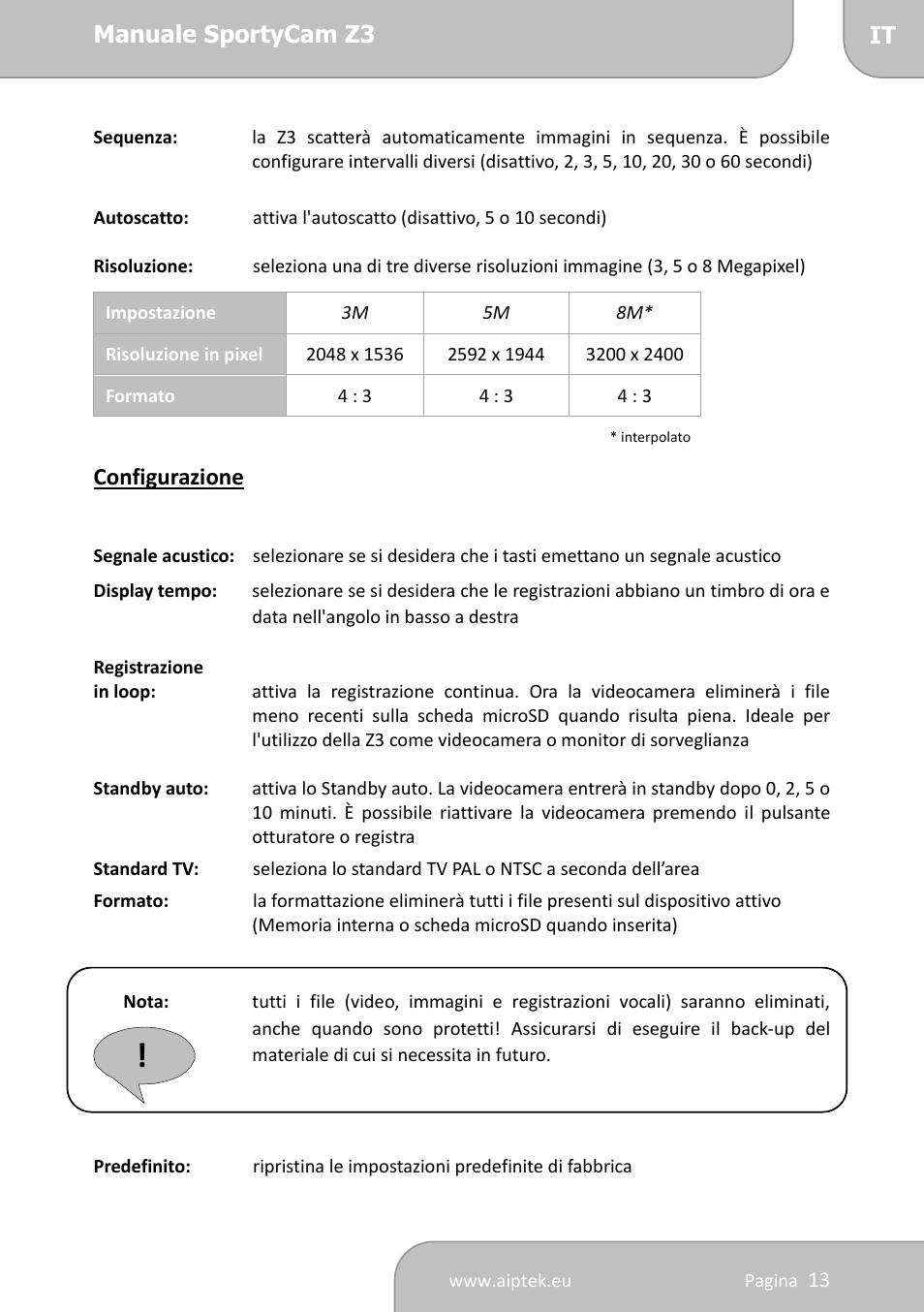 AIPTEK SportyCam Z3 Quick Start Guide User Manual | Page 65 / 114