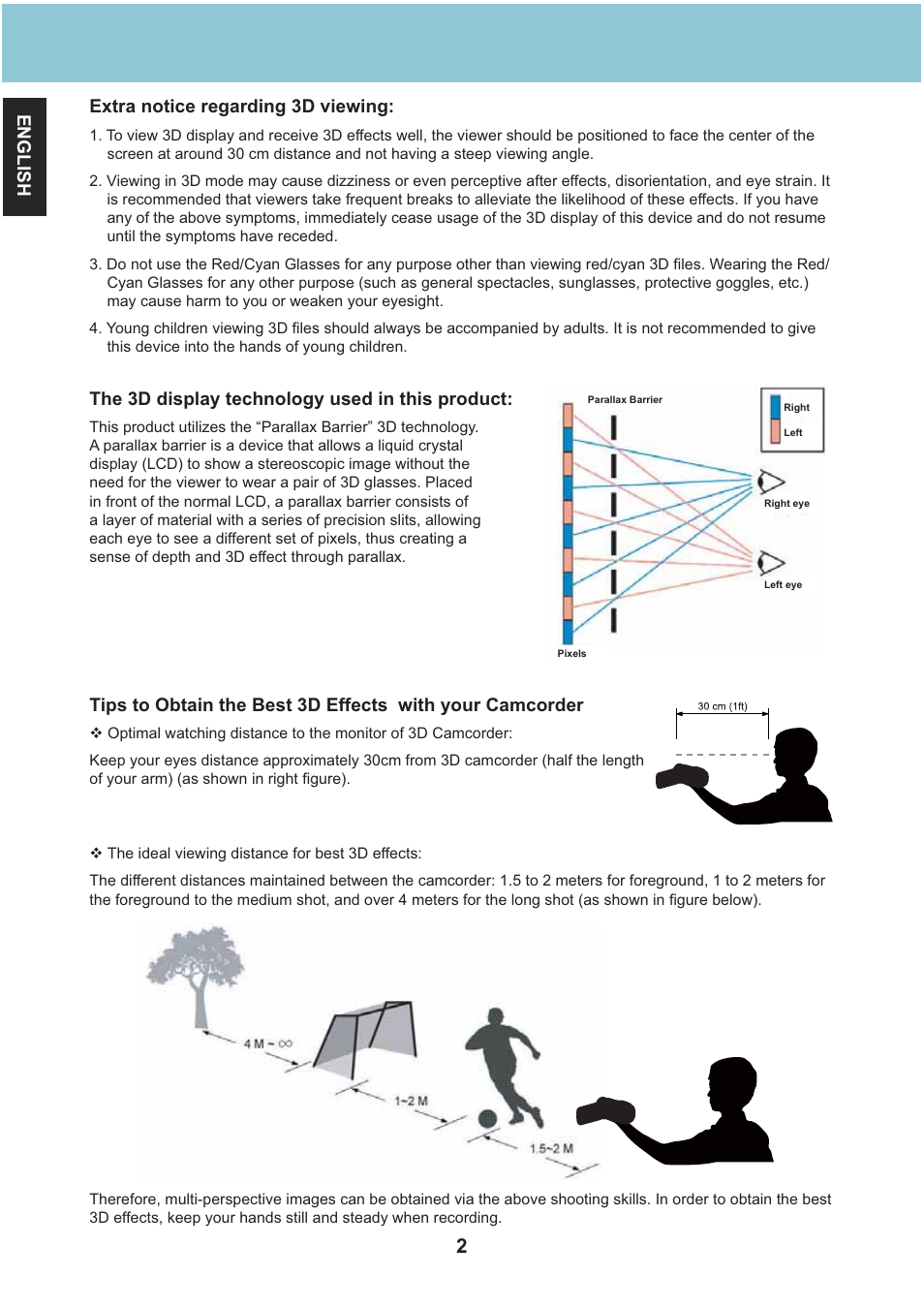 English, Extra notice regarding 3d viewing, The 3d display technology used in this product | AIPTEK Aiptek3D iH3 User Manual | Page 2 / 64