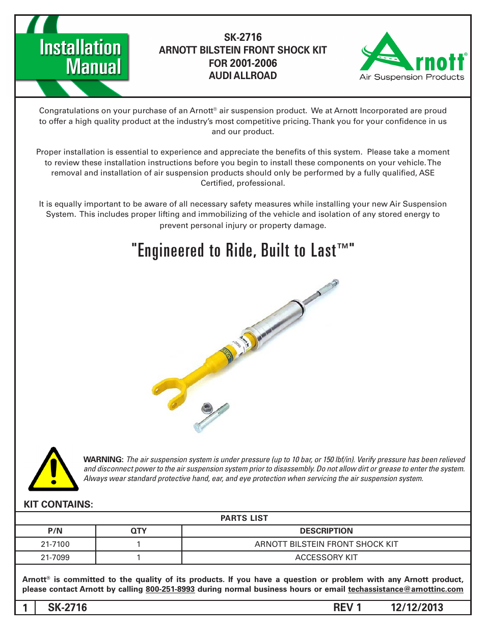 Air Suspension SK-2716 REV 1 User Manual | 6 pages