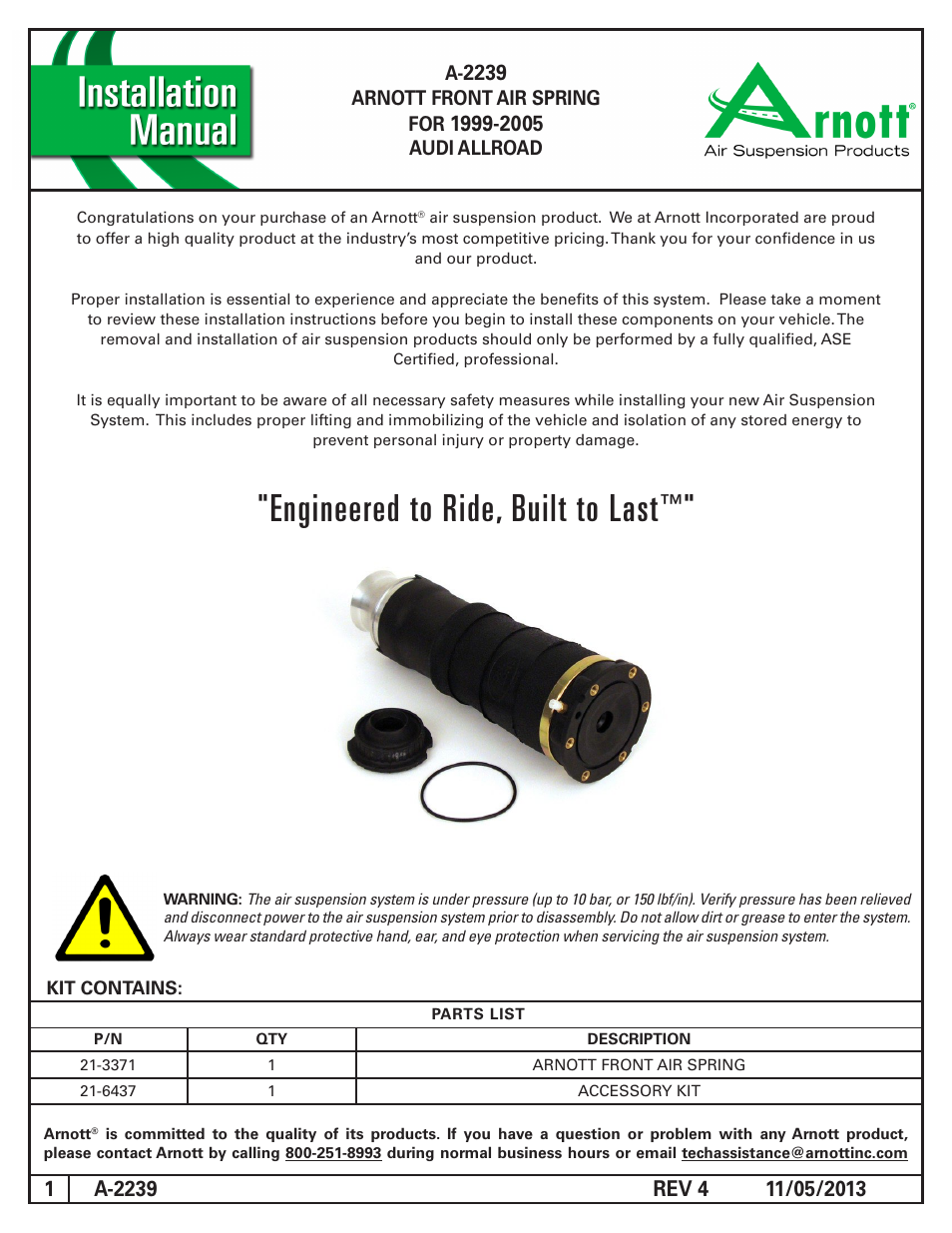 Air Suspension A-2239 REV 4 User Manual | 7 pages