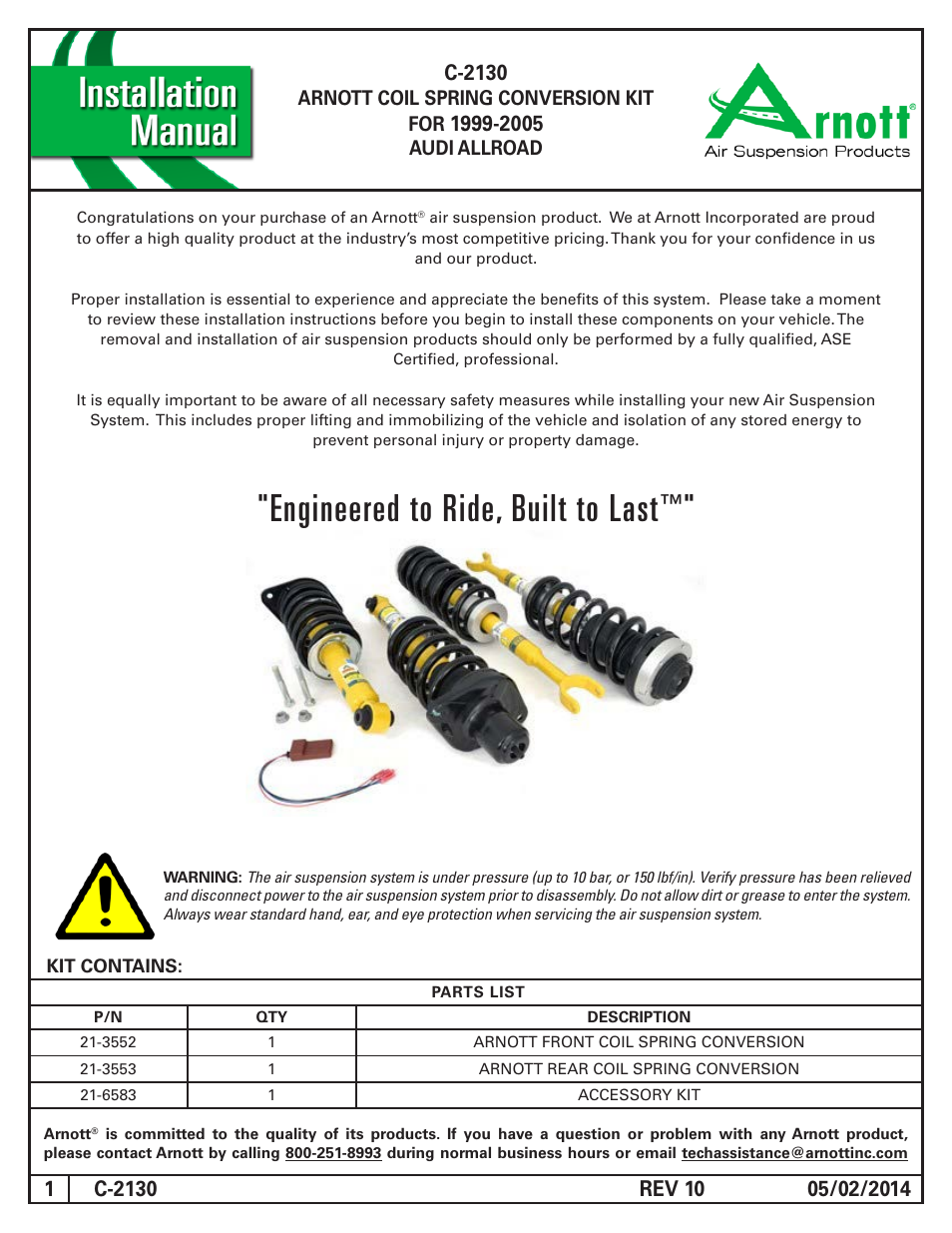 Air Suspension C-2130 REV 10 User Manual | 13 pages