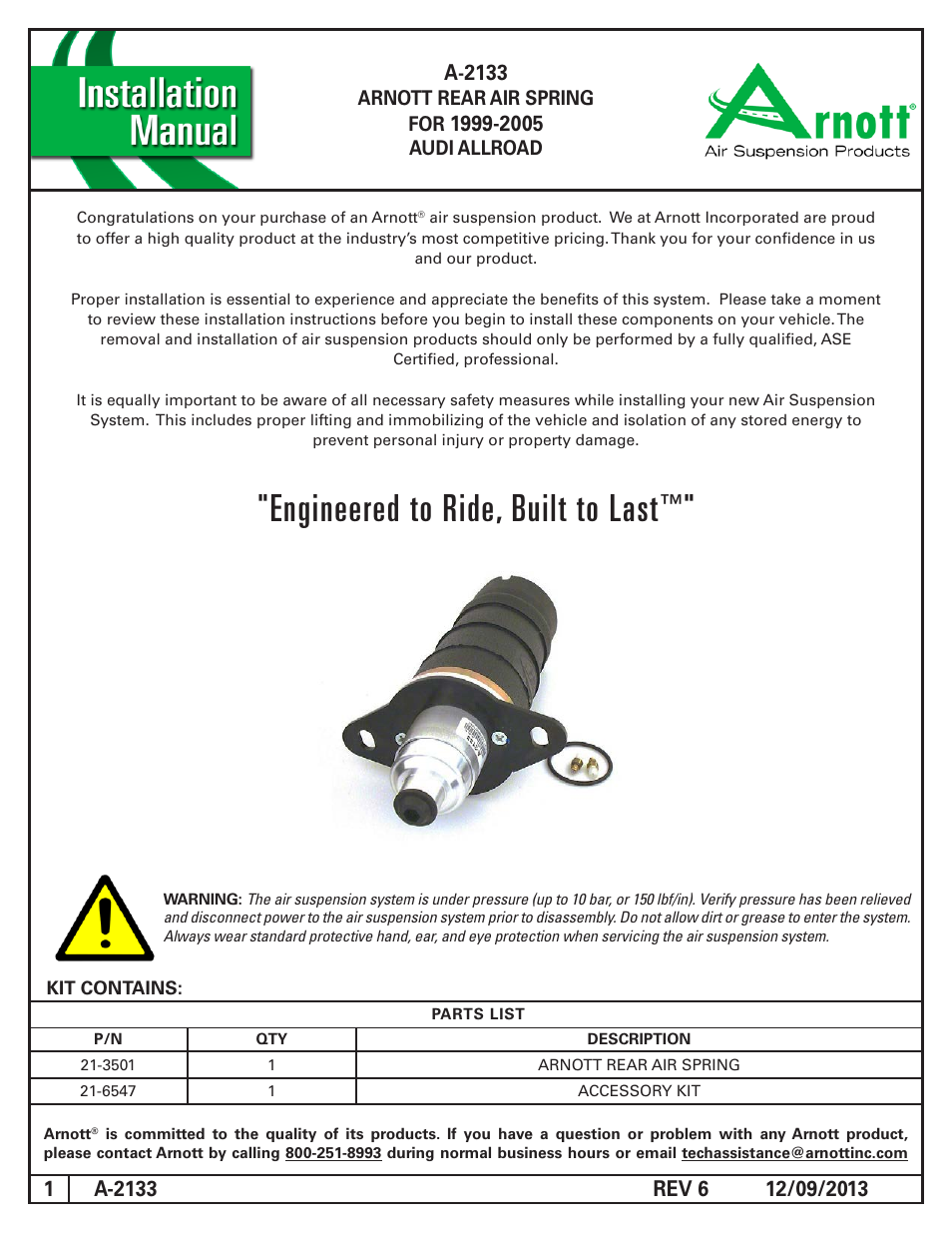 Air Suspension A-2133 REV 6 User Manual | 9 pages