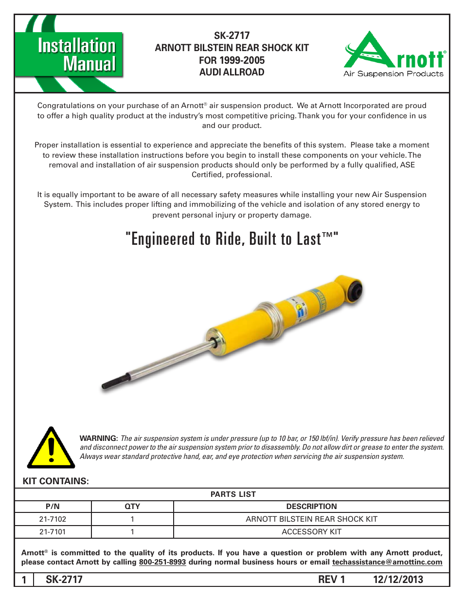 Air Suspension SK-2717 REV 1 User Manual | 7 pages