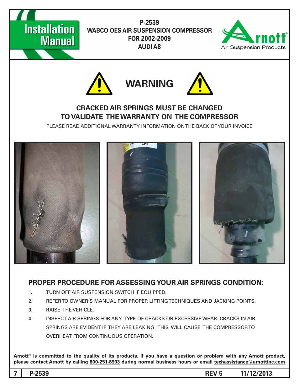 Warning | Air Suspension P-2539 REV 5 User Manual | Page 7 / 7