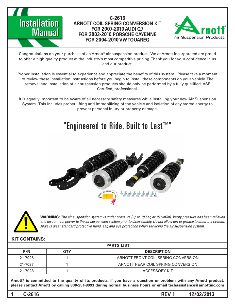 Air Suspension C-2616 REV 1 User Manual | 15 pages