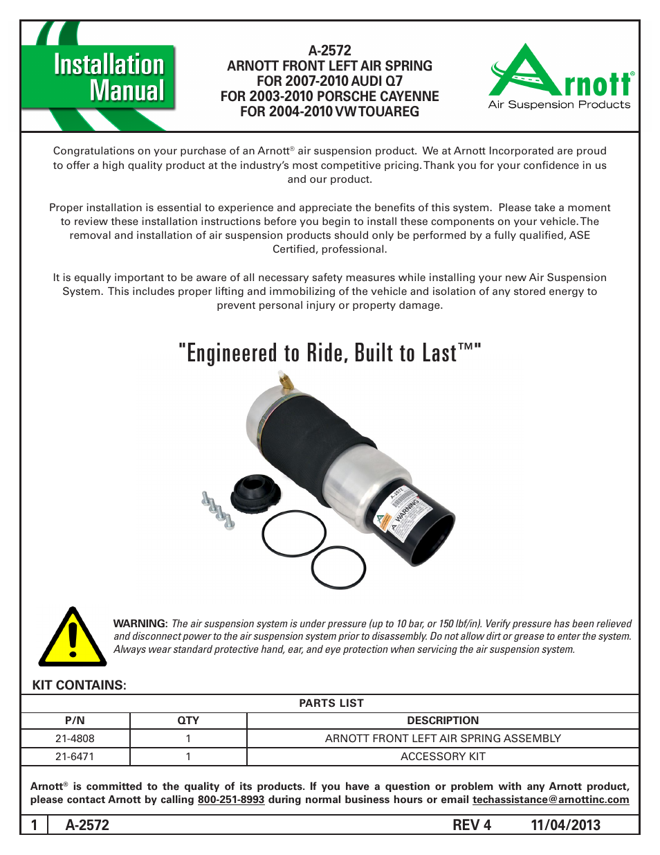 Air Suspension A-2572 REV 4 User Manual | 10 pages