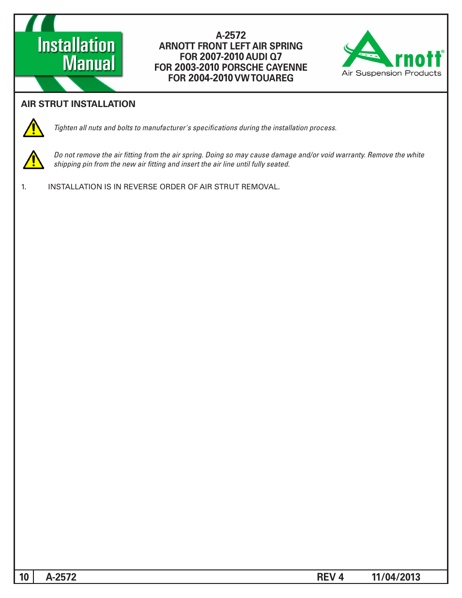 Air Suspension A-2572 REV 4 User Manual | Page 10 / 10