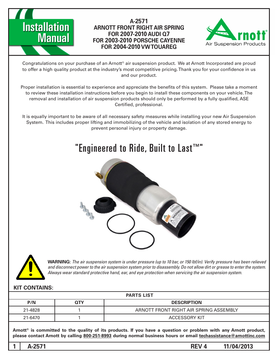 Air Suspension A-2571 REV 4 User Manual | 10 pages