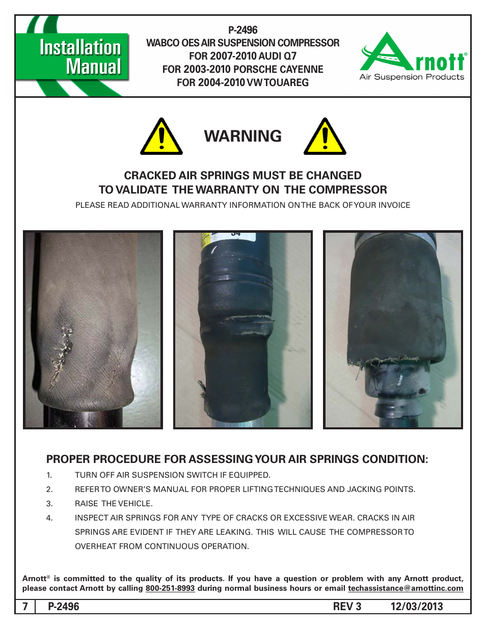 Warning | Air Suspension P-2496 REV 3 User Manual | Page 7 / 7