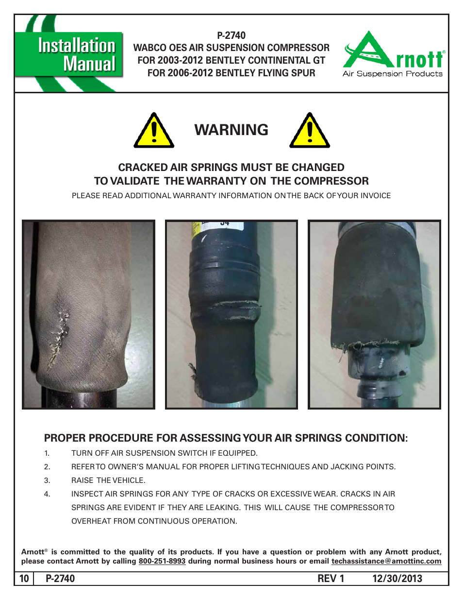 Warning | Air Suspension P-2740 REV 1 User Manual | Page 10 / 10