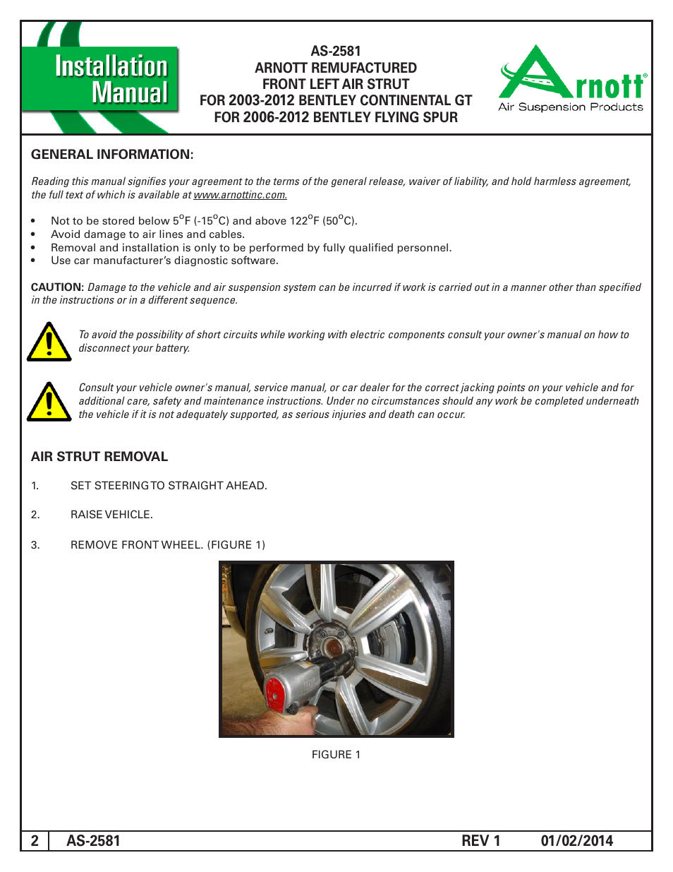 Bentley continental gt for, Bentley flying spur | Air Suspension AS-2581 REV 1 User Manual | Page 2 / 6