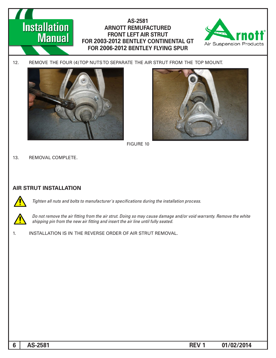 Air Suspension AS-2581 REV 1 User Manual | Page 6 / 6