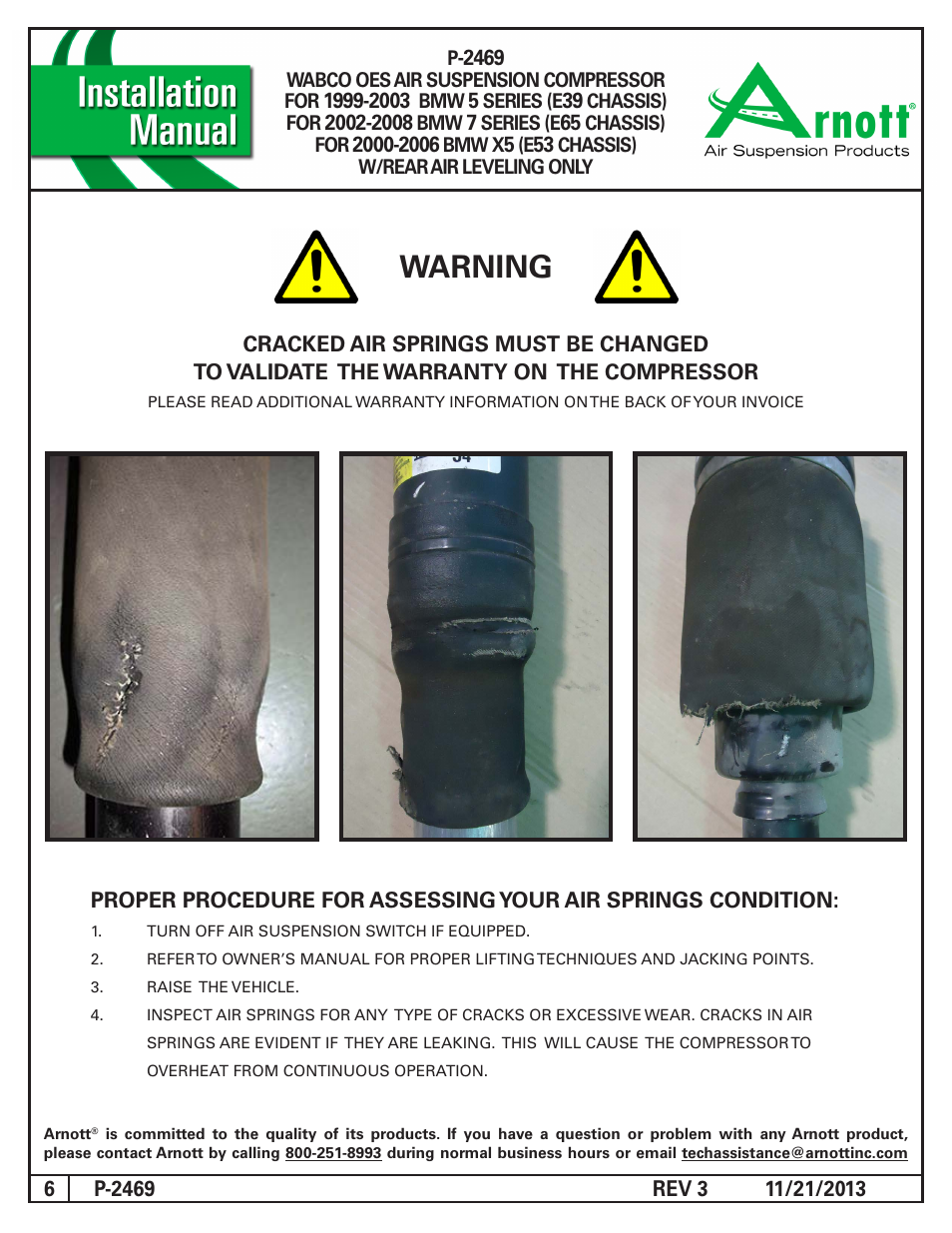 Warning | Air Suspension P-2469 REV 3 User Manual | Page 6 / 6