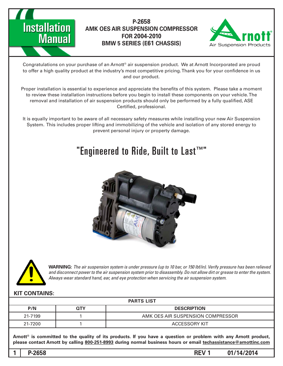 Air Suspension P-2658 REV 1 User Manual | 6 pages