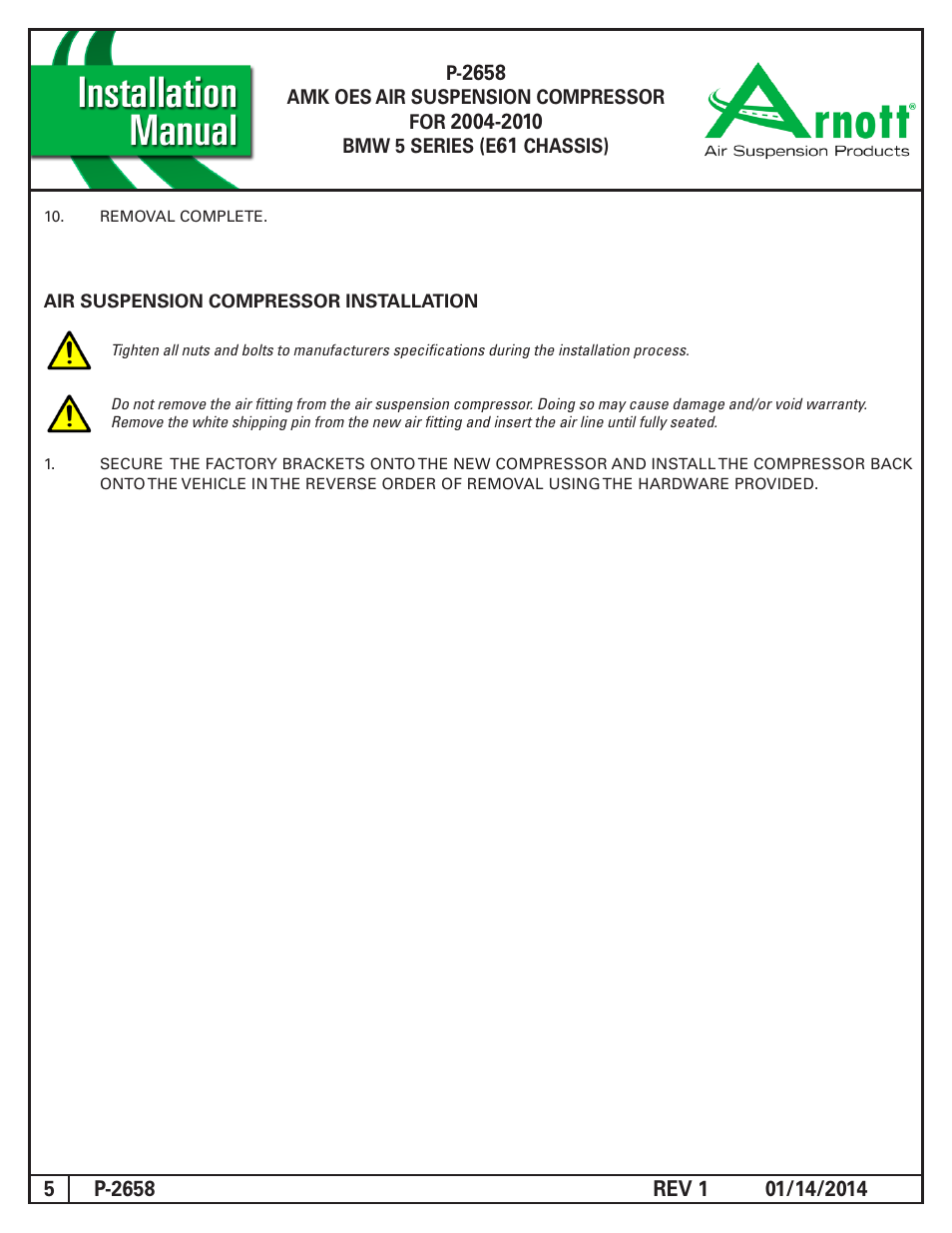 Air Suspension P-2658 REV 1 User Manual | Page 5 / 6