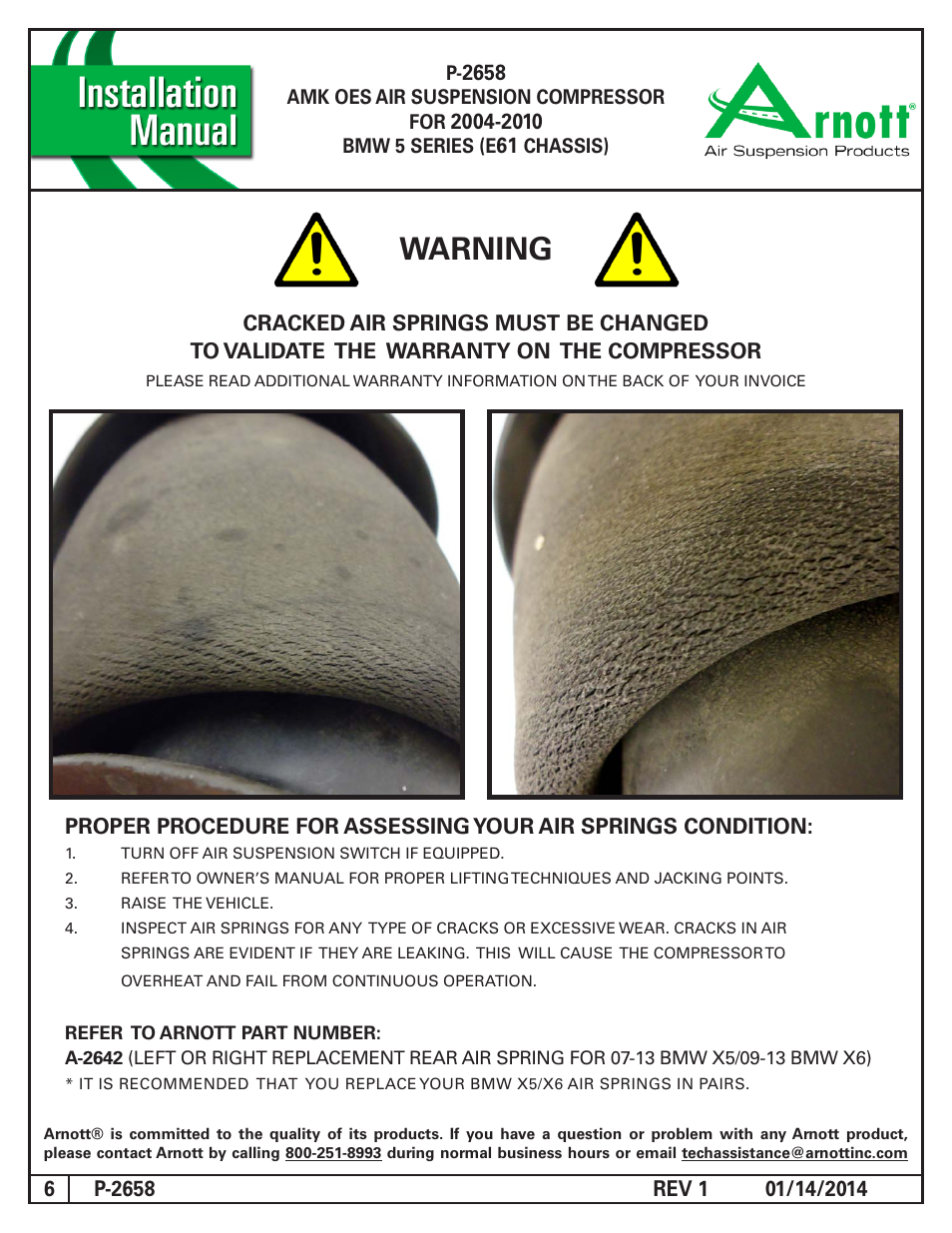 Warning | Air Suspension P-2658 REV 1 User Manual | Page 6 / 6