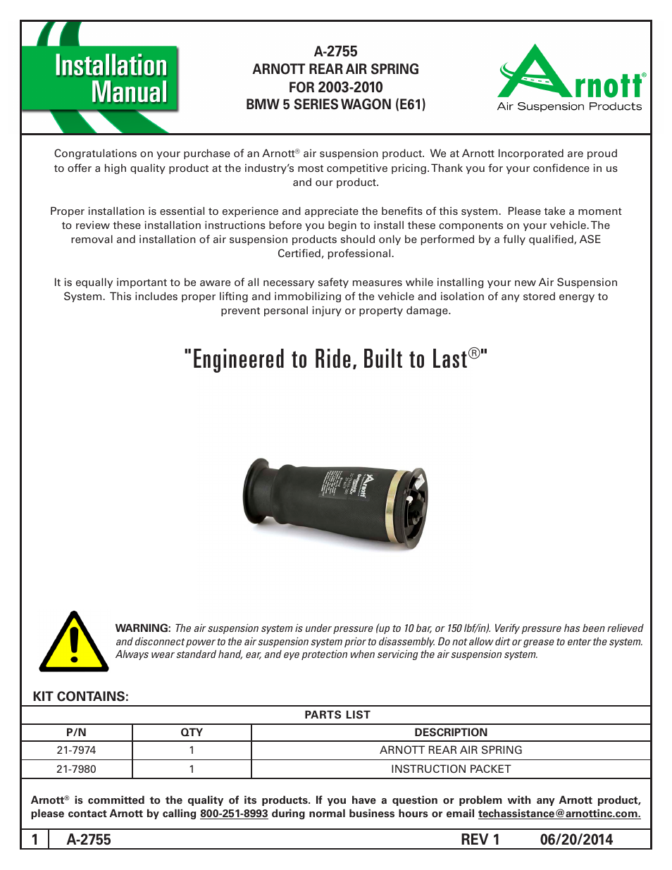 Air Suspension A-2755 REV 1 User Manual | 4 pages