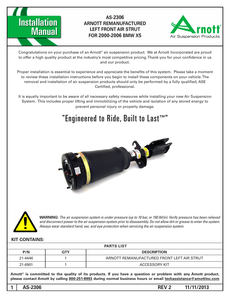 Air Suspension AS-2306 REV 2 User Manual | 4 pages