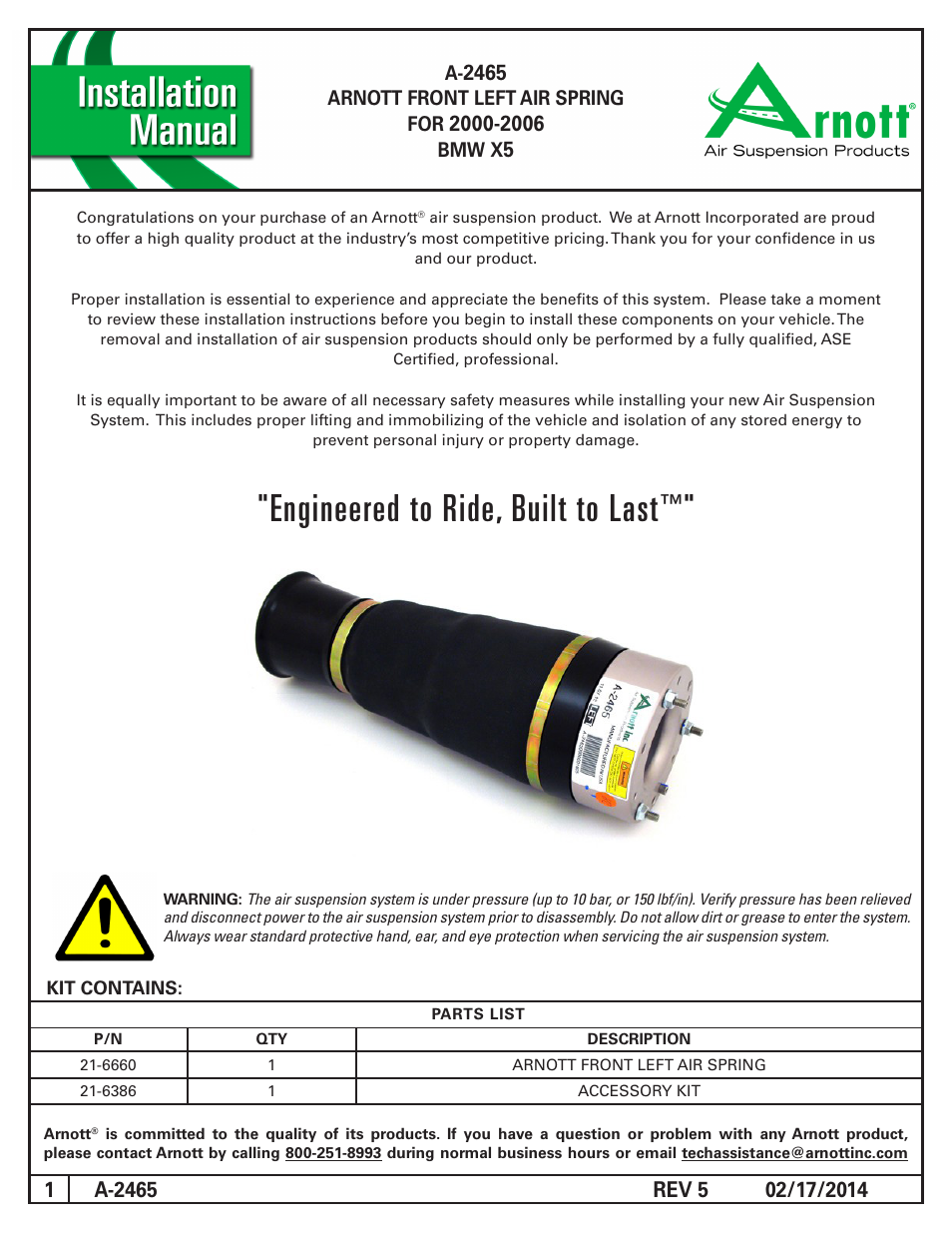 Air Suspension A-2465 REV 5 User Manual | 5 pages