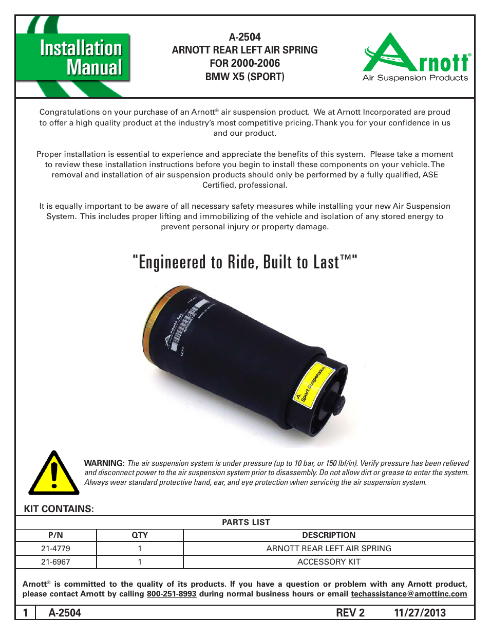 Air Suspension A-2504 REV 2 User Manual | 4 pages