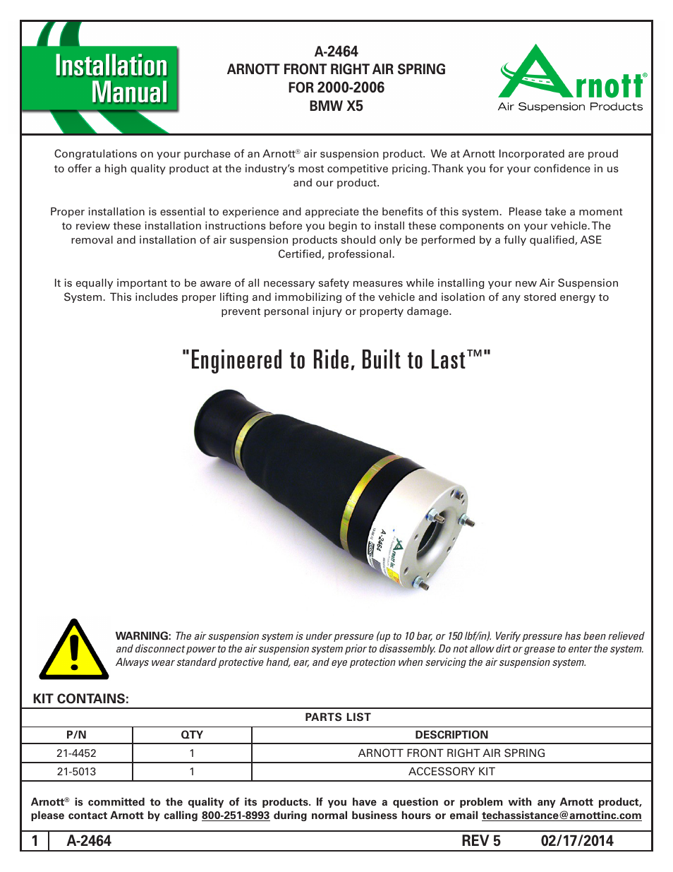 Air Suspension A-2464 REV 5 User Manual | 5 pages