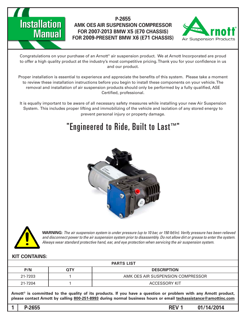 Air Suspension P-2655 REV 1 User Manual | 7 pages