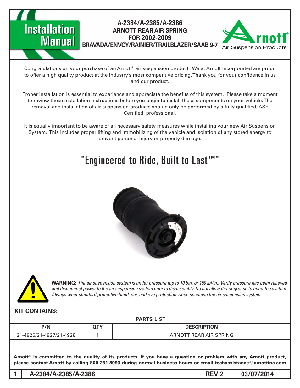 Air Suspension A-2386 User Manual | 3 pages