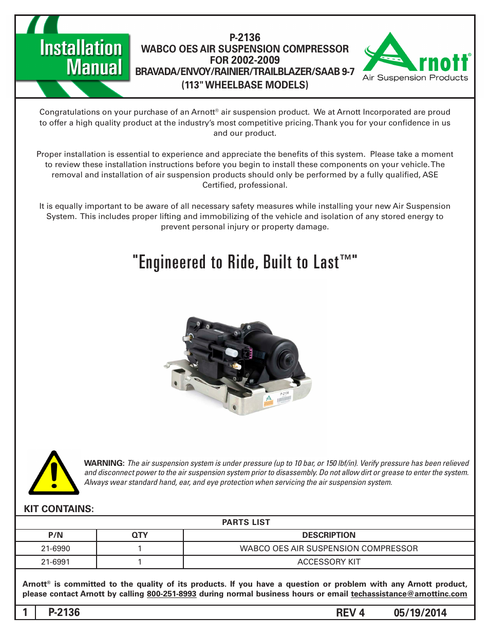 Air Suspension P-2136 REV 4 User Manual | 5 pages