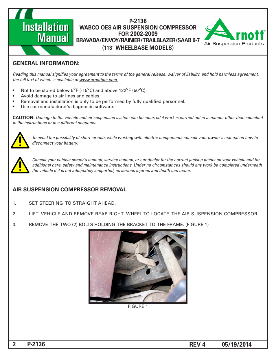 Wabco oes air suspension compressor for | Air Suspension P-2136 REV 4 User Manual | Page 2 / 5