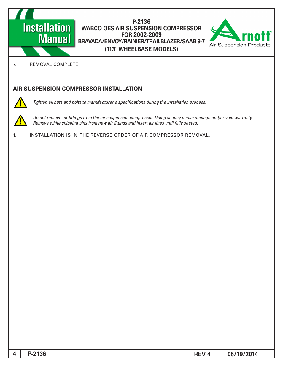 Air Suspension P-2136 REV 4 User Manual | Page 4 / 5