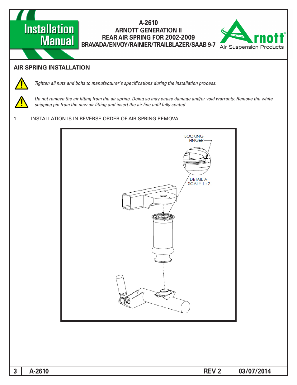 Air Suspension A-2610 REV 2 User Manual | Page 3 / 3