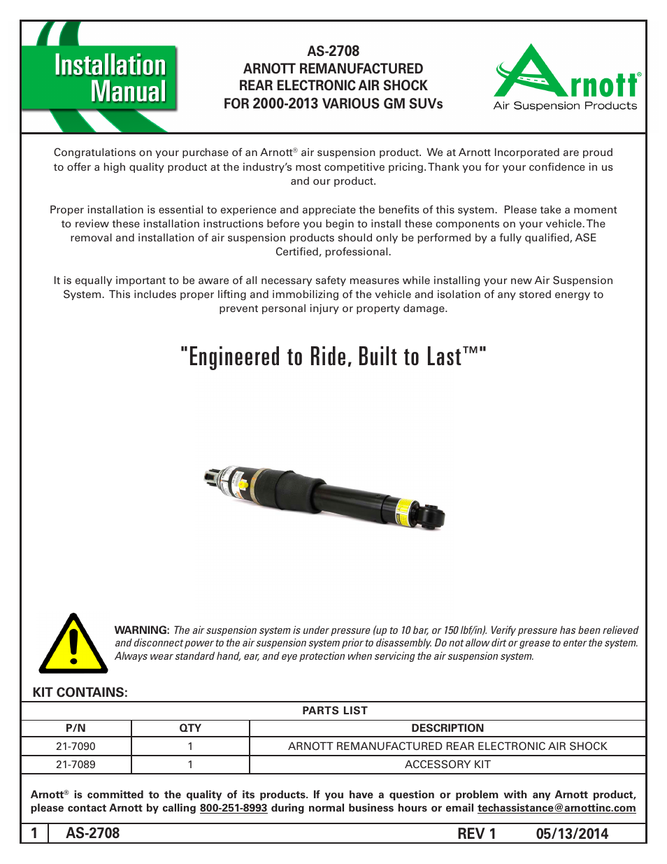 Air Suspension AS-2708 REV 1 User Manual | 4 pages