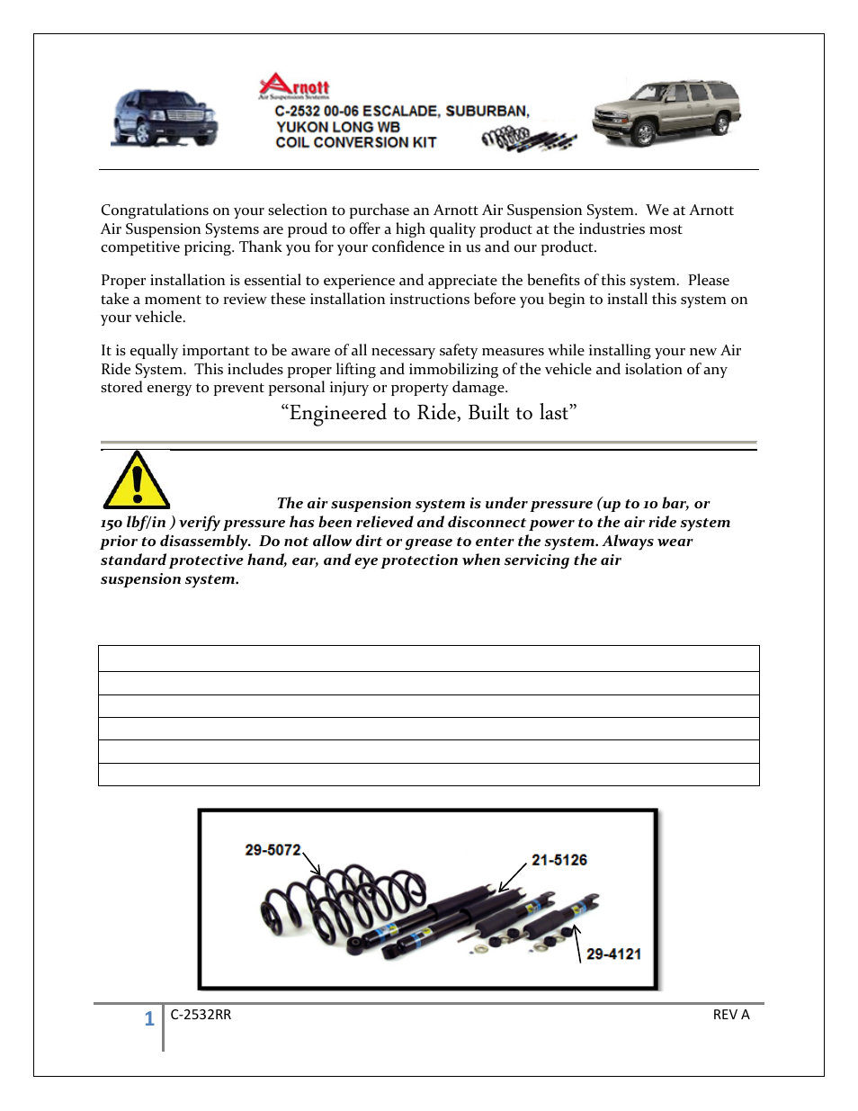 Air Suspension C-2532 User Manual | 9 pages