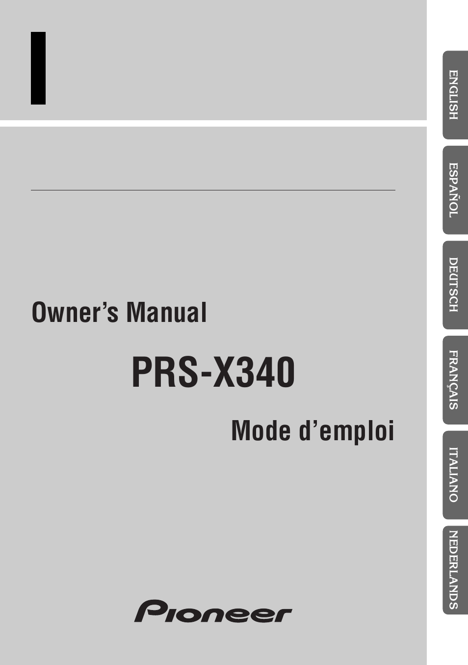 Pioneer PRS-X340 User Manual | 88 pages