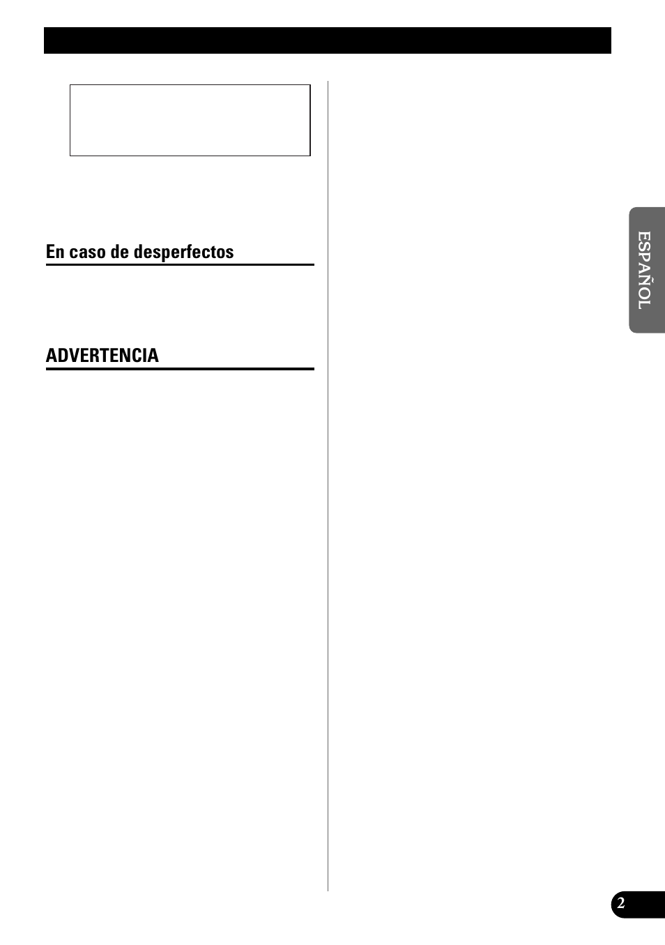 Antes de usar este producto, En caso de desperfectos advertencia, En caso de desperfectos | Advertencia | Pioneer PRS-X340 User Manual | Page 17 / 88