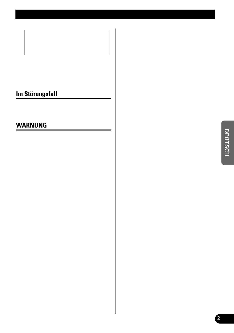 Vor gebrauch dieses produkts, Im störungsfall warnung, Im störungsfall | Warnung | Pioneer PRS-X340 User Manual | Page 31 / 88