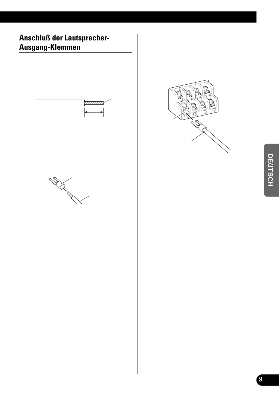 Anschluß der lautsprecher-ausgang, Klemmen, Anschluß der lautsprecher- ausgang-klemmen | Pioneer PRS-X340 User Manual | Page 37 / 88